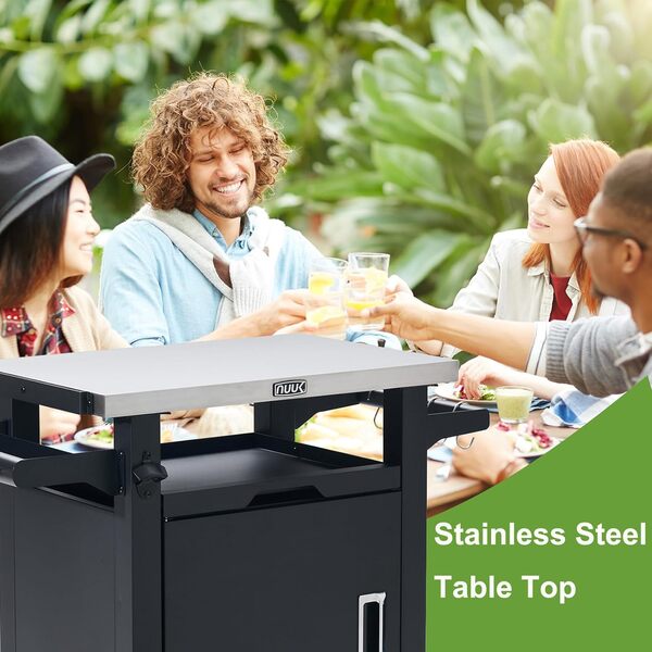 NUUK Station de préparation à rouler, 50,8 x 76,2 cm, îlot de rangement de cuisine en acier inoxydable avec armoire fermée et tiroir de rangement