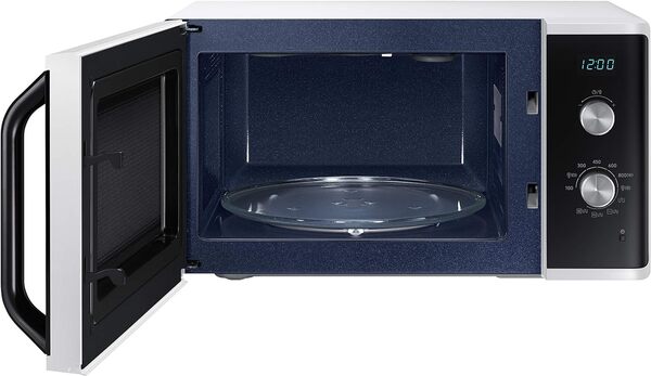 Samsung Four à micro-ondes Grill, à libre installation, Dual Dial MG23K3614AW/ET, Cuisson croustillante, AutoDefrost, Micro-ondes + Grill 800W + 1100W 23L 49L x 27,5H x 39P Blanc [Classe énergétique B]