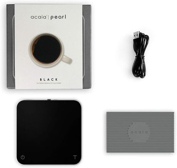 Acaia Balance Connectée Pearl - Couleur Noir Nacré - Slow Coffee Barista - Gestion Grammage, Temps, Débit d'Infusion