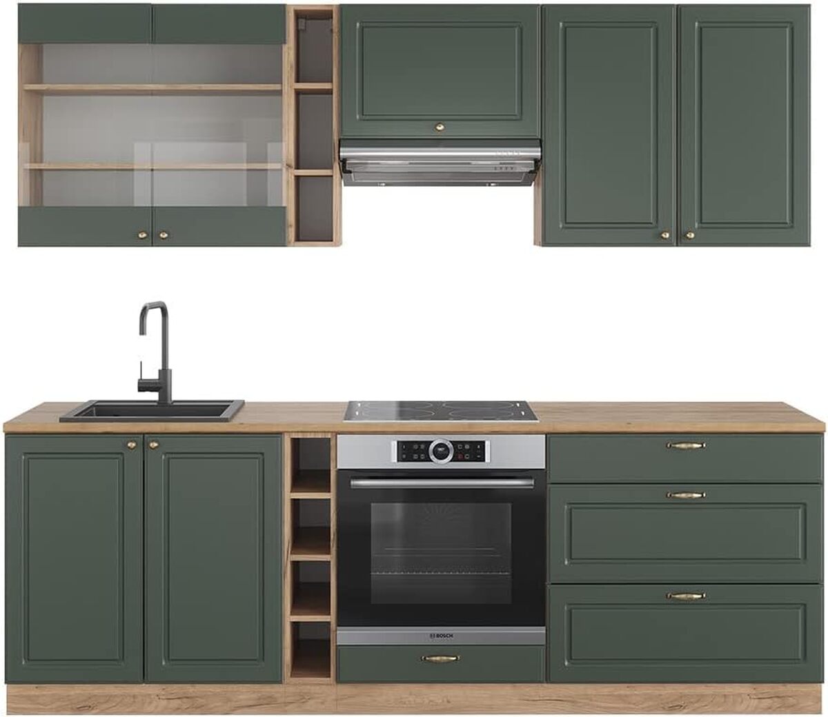Test du mobilier Vicco Cuisine Fame-Line 235 cm chêne vert et doré