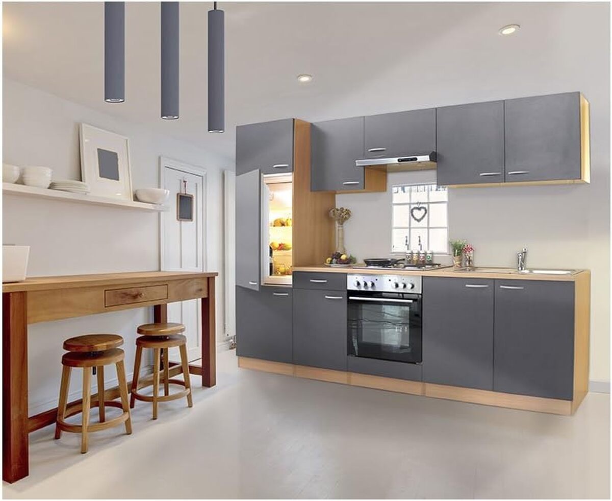 VCM Cuisine intégrée en 8 parties Cuisine complète 240 cm Esilo Cuisine intégrée en 8