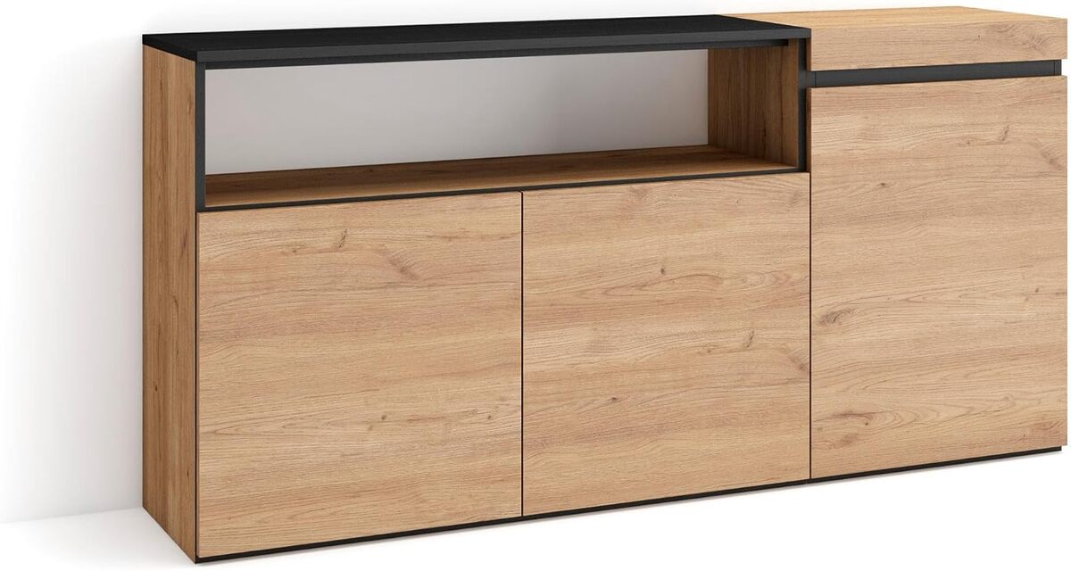 Test du buffet Skraut Home : style moderne en chêne et noir