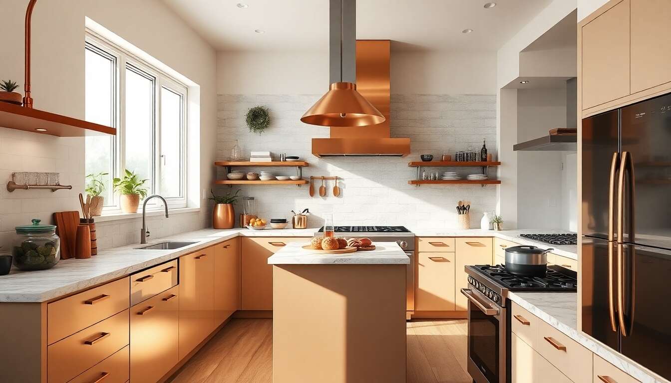 Ajoutez une touche de cuivre ou de laiton à votre nouvelle cuisine équipée