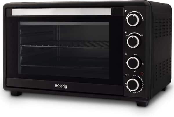 H.Koenig Mini Four 45L Electrique Posable Compact FO45, Multifonction, Programmable, Minuterie 60 min, Arrêt automatique, Porte vitrée, Grille, 2000W
