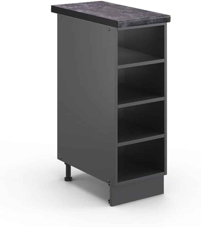 Îlot De Cuisine Rustique Vicco Fame-Line – 90cm – Couleur Blanc/Anthracite/Or – Panneaux MDF Et Aggloméré