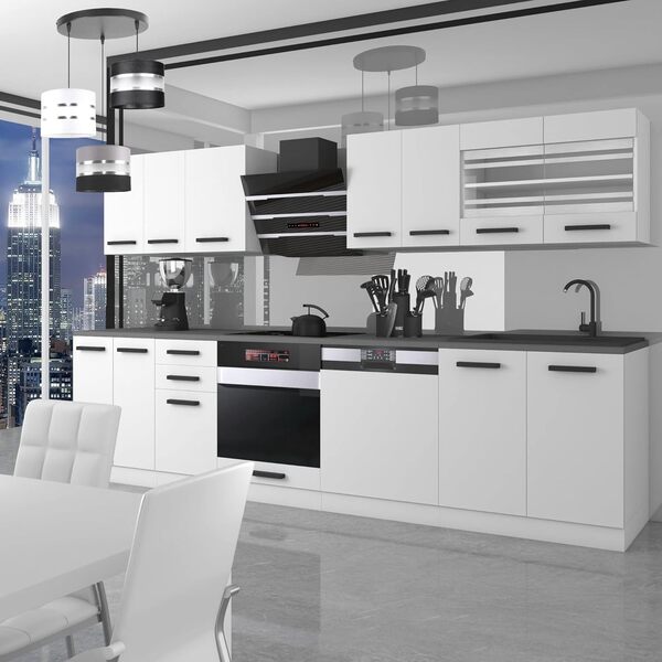 BELINI | Cuisine Equipee Complete - 300 cm| Lucy Muebles de Cuisine Complète | Cuisine Complete sans Plan de Travail | Rangement Cuisine | Buffet Cuisine | Blanc Mat