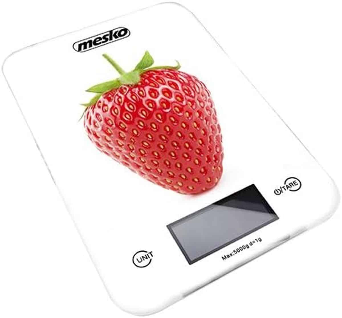 Test de la balance de cuisine Mesko MS-3155 : motif fraise