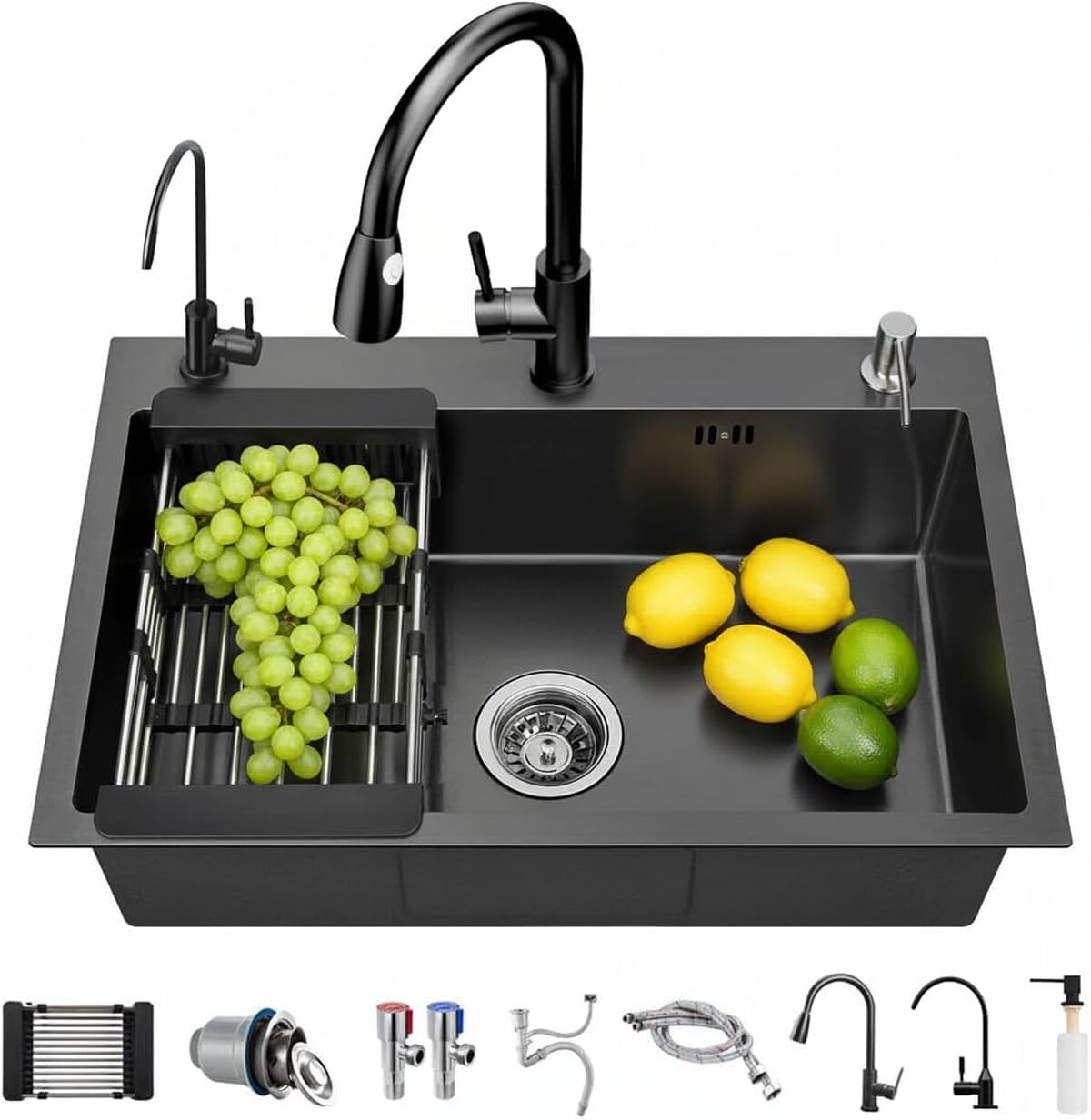 Test : évier de cuisine en acier inoxydable noir mat 50x45 cm