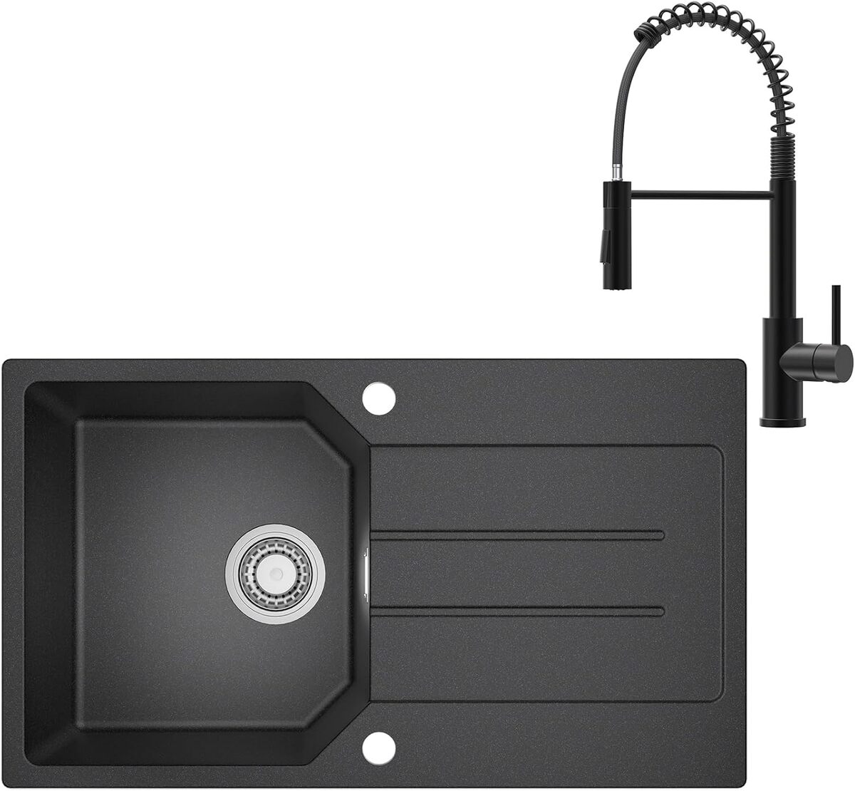 Test : évier granit noir Anycee avec égouttoir et robinet