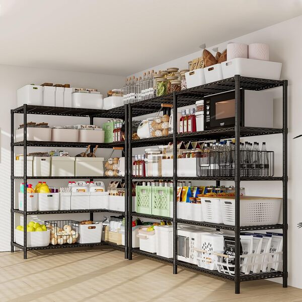 FTEYUET Étagère de rangement pour charges lourdes - 187 x 175 x 40 cm - Charge maximale : 635 kg - 5 étagères en métal - Étagère sur pied - Étagère de cuisine - Étagère de cave - Étagère de garage -