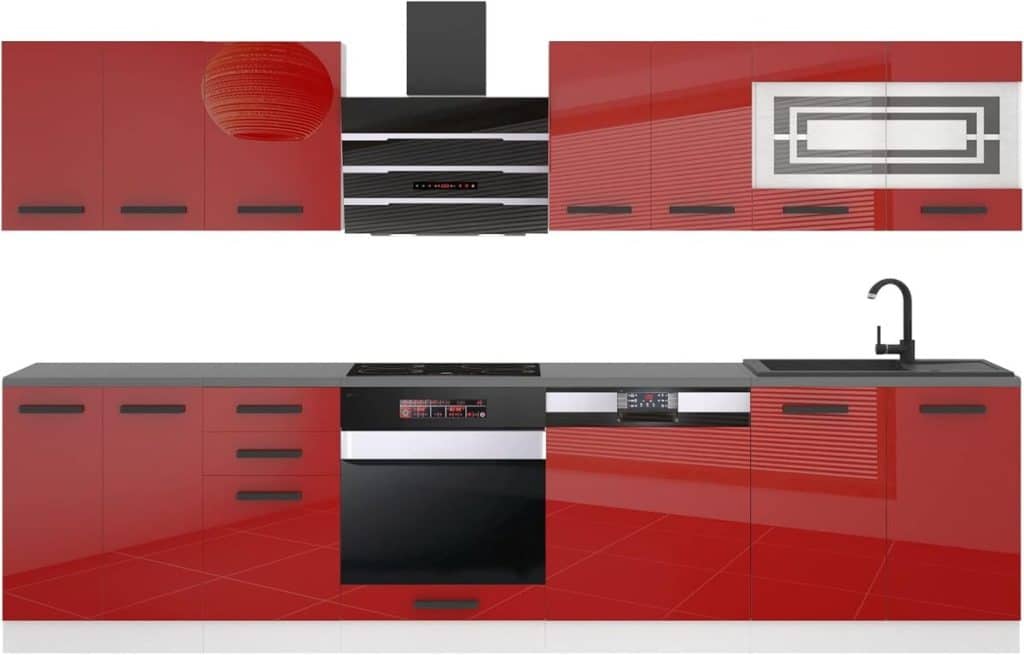 Test de la cuisine équipée belini Lucy rouge brillante 300 cm