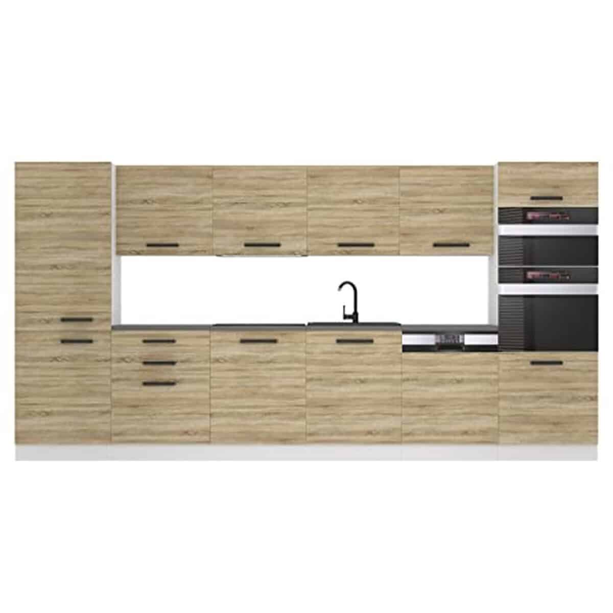 Test de la cuisine équipée Belini Naomi 360 cm : chêne sonoma et plan de travail