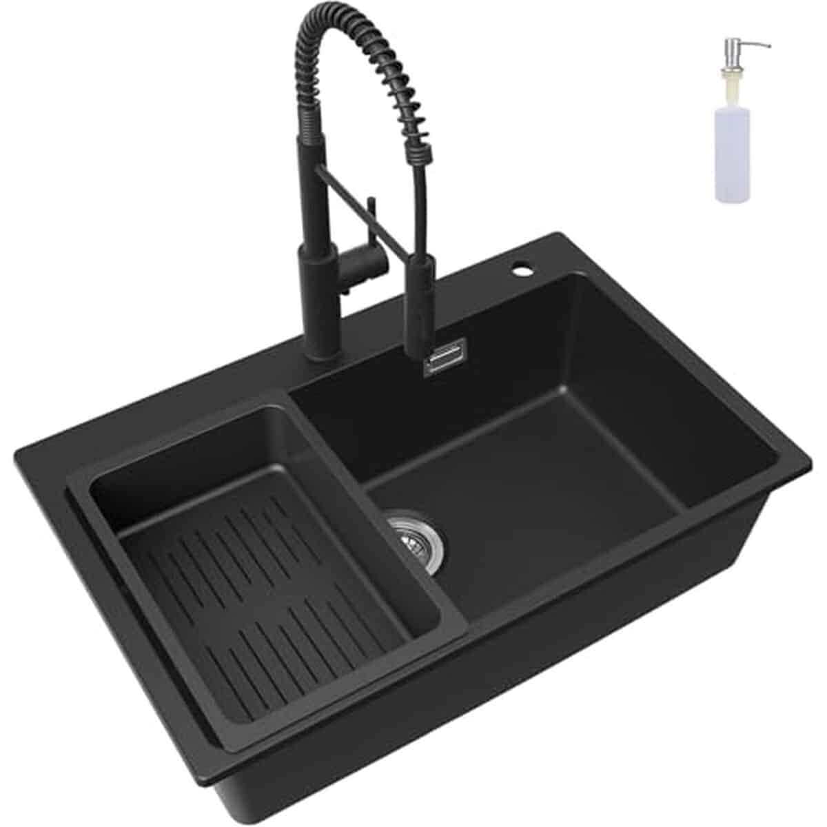 Test : évier Cecipa noir 70x45 cm avec robinet douchette