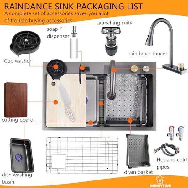 Découvrez les caractéristiques de l'évier de cuisine inox 304 Raindance 1 bac avec robinet retractable et faites le bon choix pour votre cuisine.