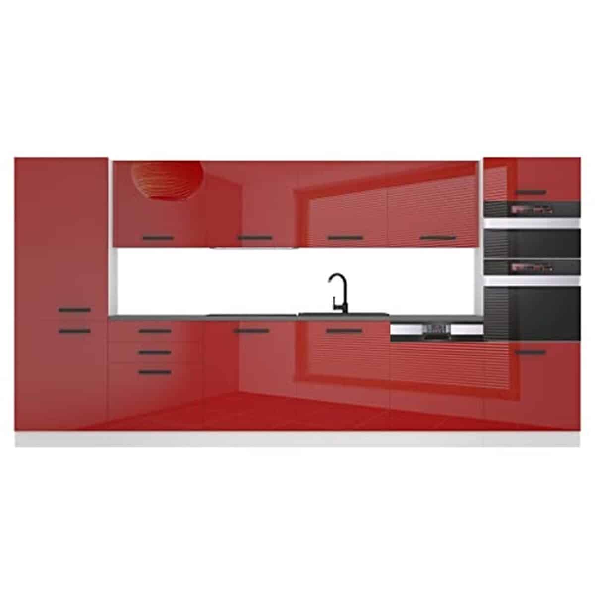 Test du bloc cuisine encastrable Belini Naomi rouge 360 cm