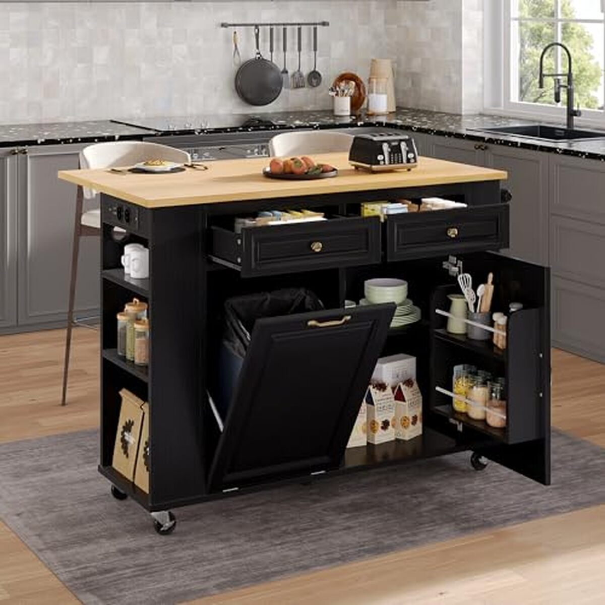 Test : îlot de cuisine Merax multifonction avec plan rabattable