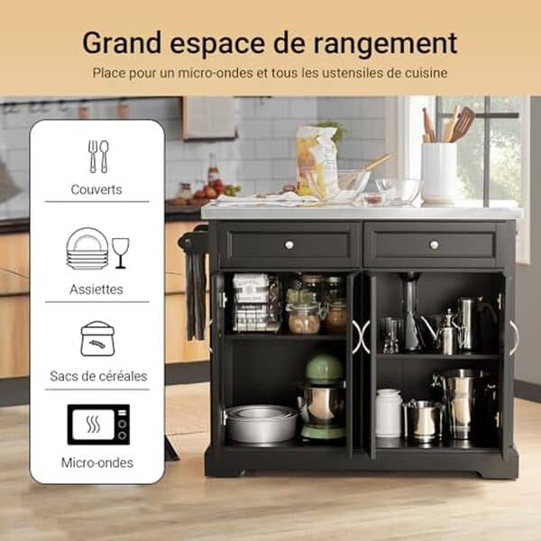 Explorez notre test complet de l'îlot central SoBuy FKW71-SCH et trouvez la desserte de cuisine mobile et pratique idéale pour vos besoins culinaires.