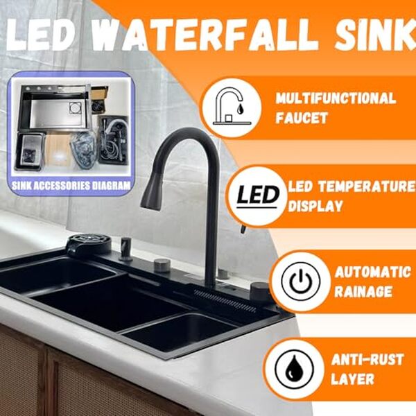 Explorez l'évier DSMRLEOP en acier inoxydable noir de 85x50 cm : robustesse, style et polyvalence pour sublimer votre cuisine.