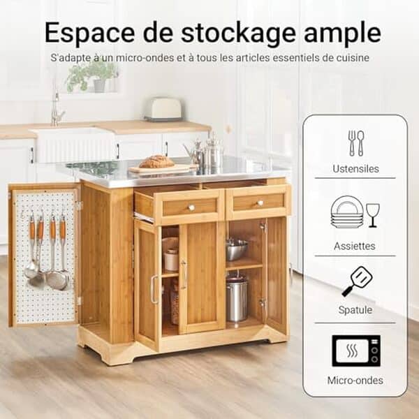 Explorez notre test complet de l'îlot mobile SoBuy FKW130-N et découvrez comment ce meuble allie design élégant et fonctionnalité en cuisine. Idéal pour optimiser votre espace avec style.