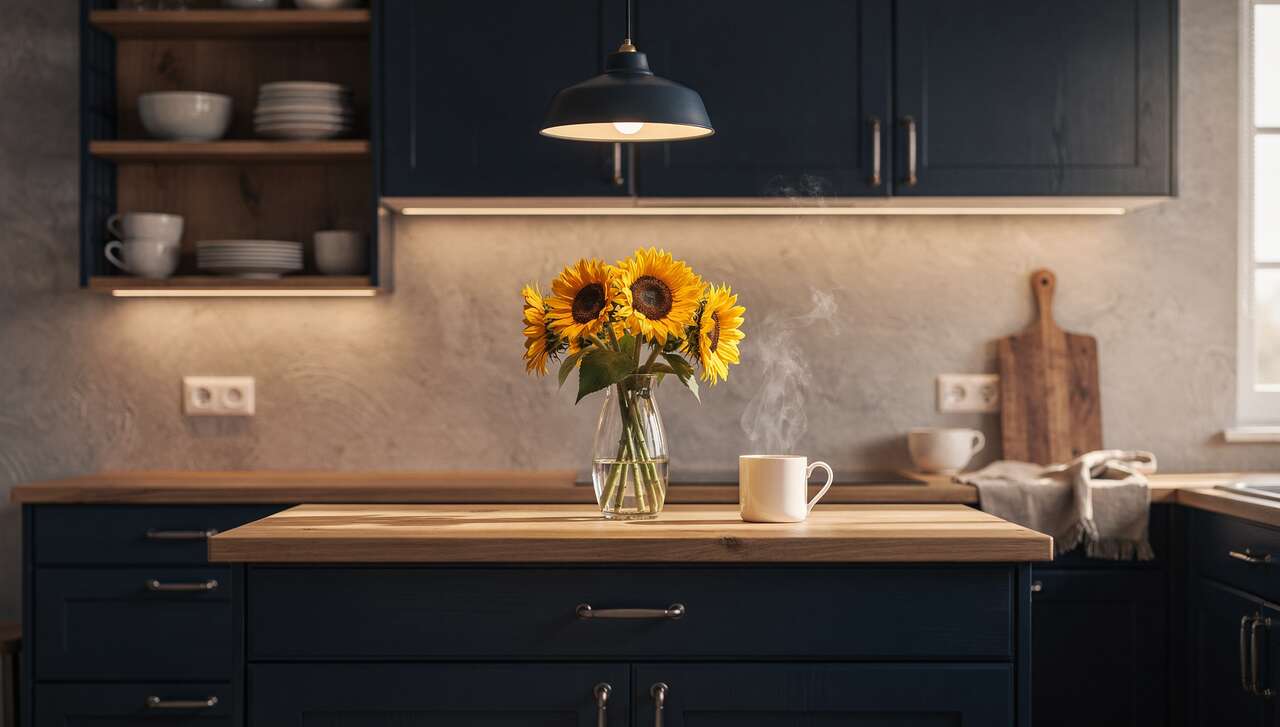 Comment rendre une cuisine bleu marine chaleureuse ?