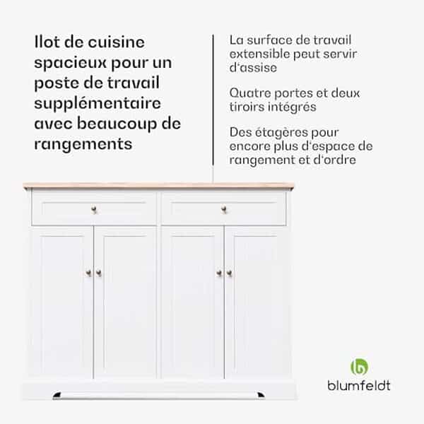 Découvrez le blumfeldt îlot de cuisine ETsu : analyse du plan de travail extensible et du design multifonction pour optimiser votre espace culinaire.