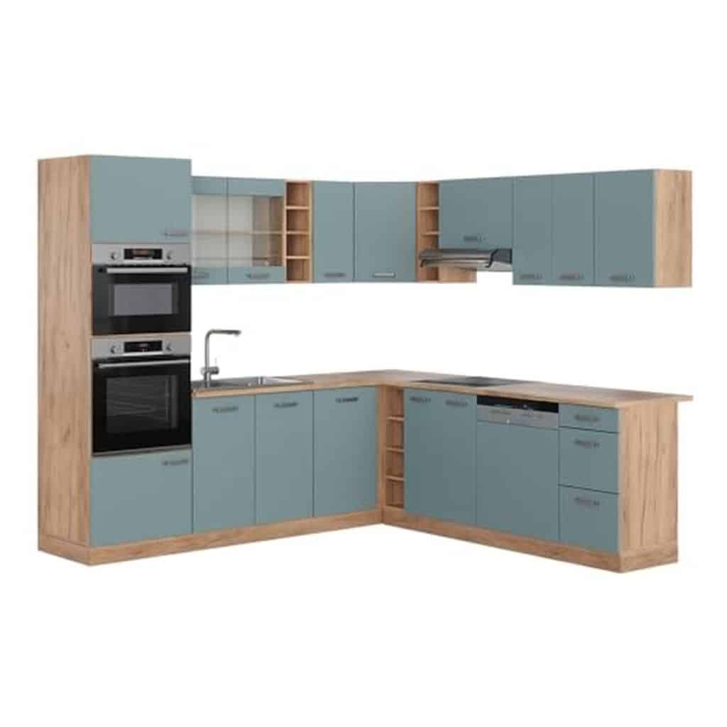 Test de la cuisine d'angle Vicco R-Line 237 cm, design bleu-gris