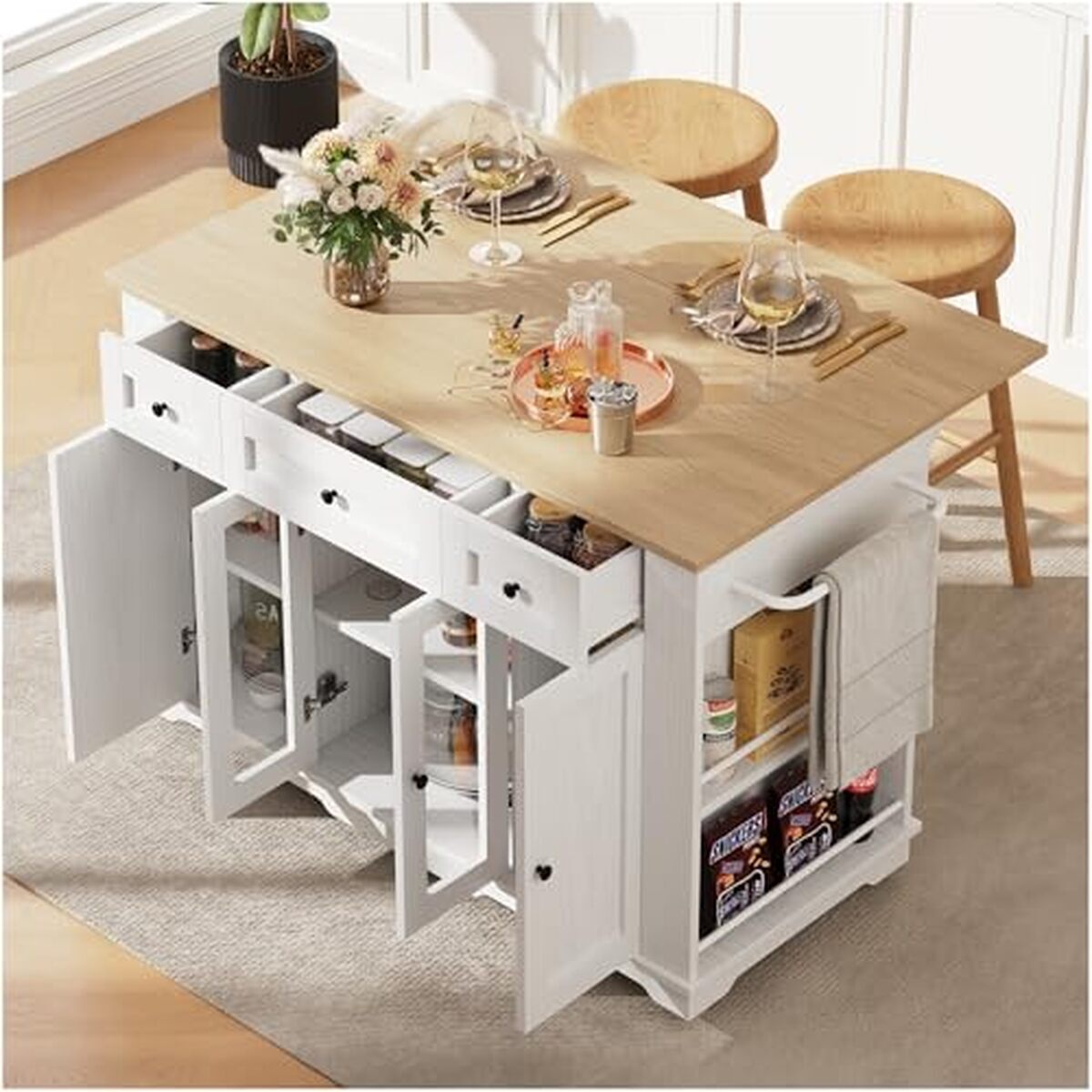 Test de l'îlot de cuisine Seyakany : armoire pliable pratique