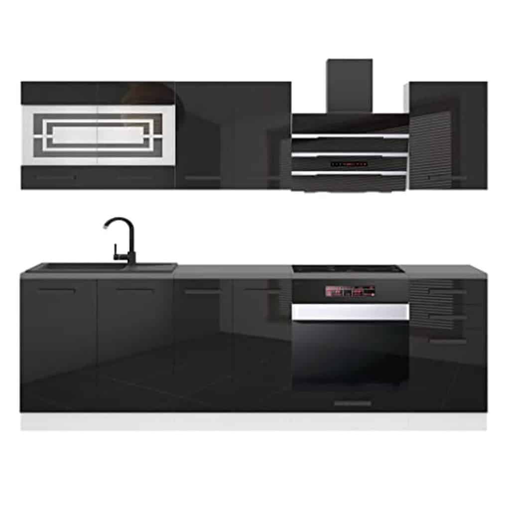 Test : cuisine équipée Belini Margaret 240 cm noir brillant