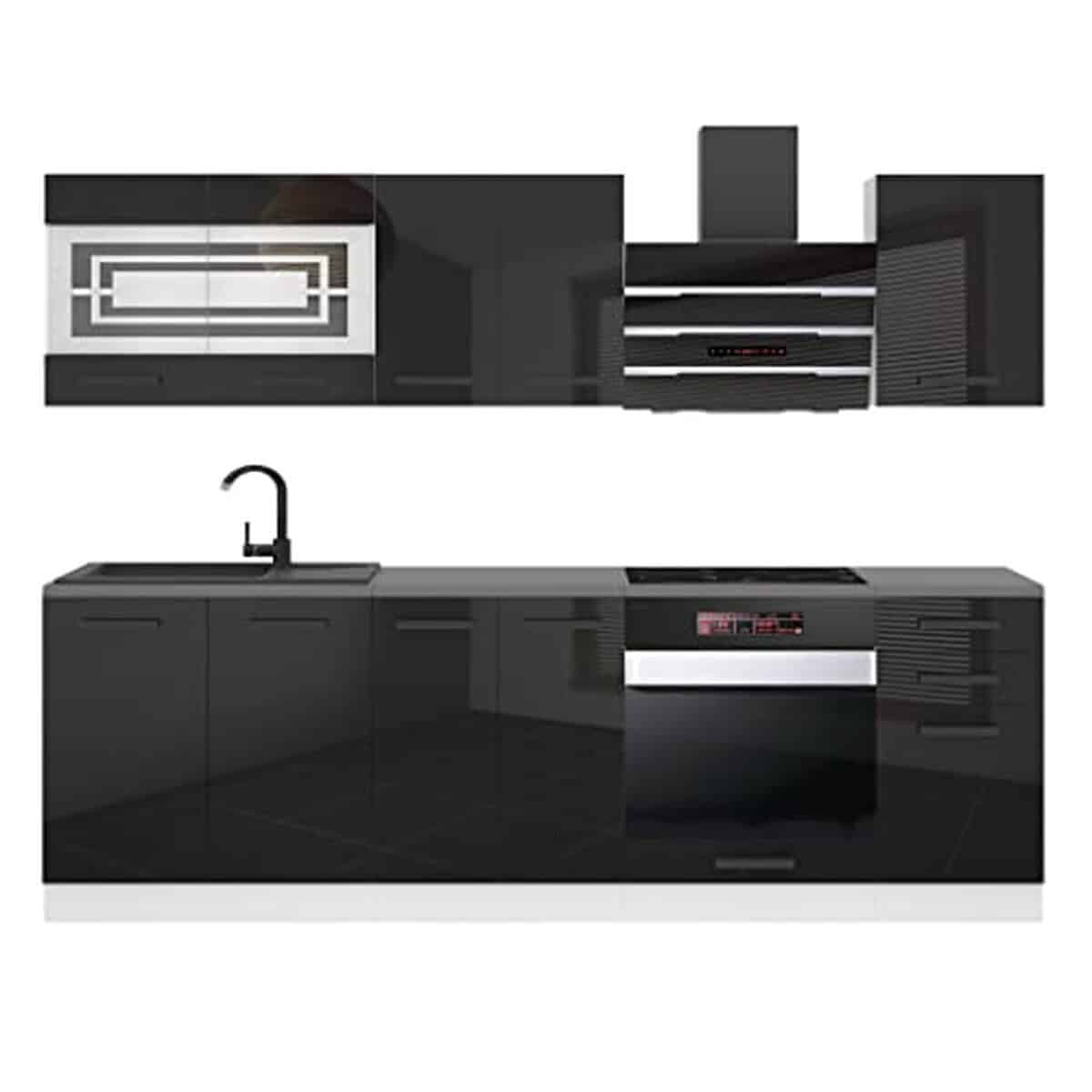 Test : cuisine équipée Belini Margaret 240 cm noir brillant