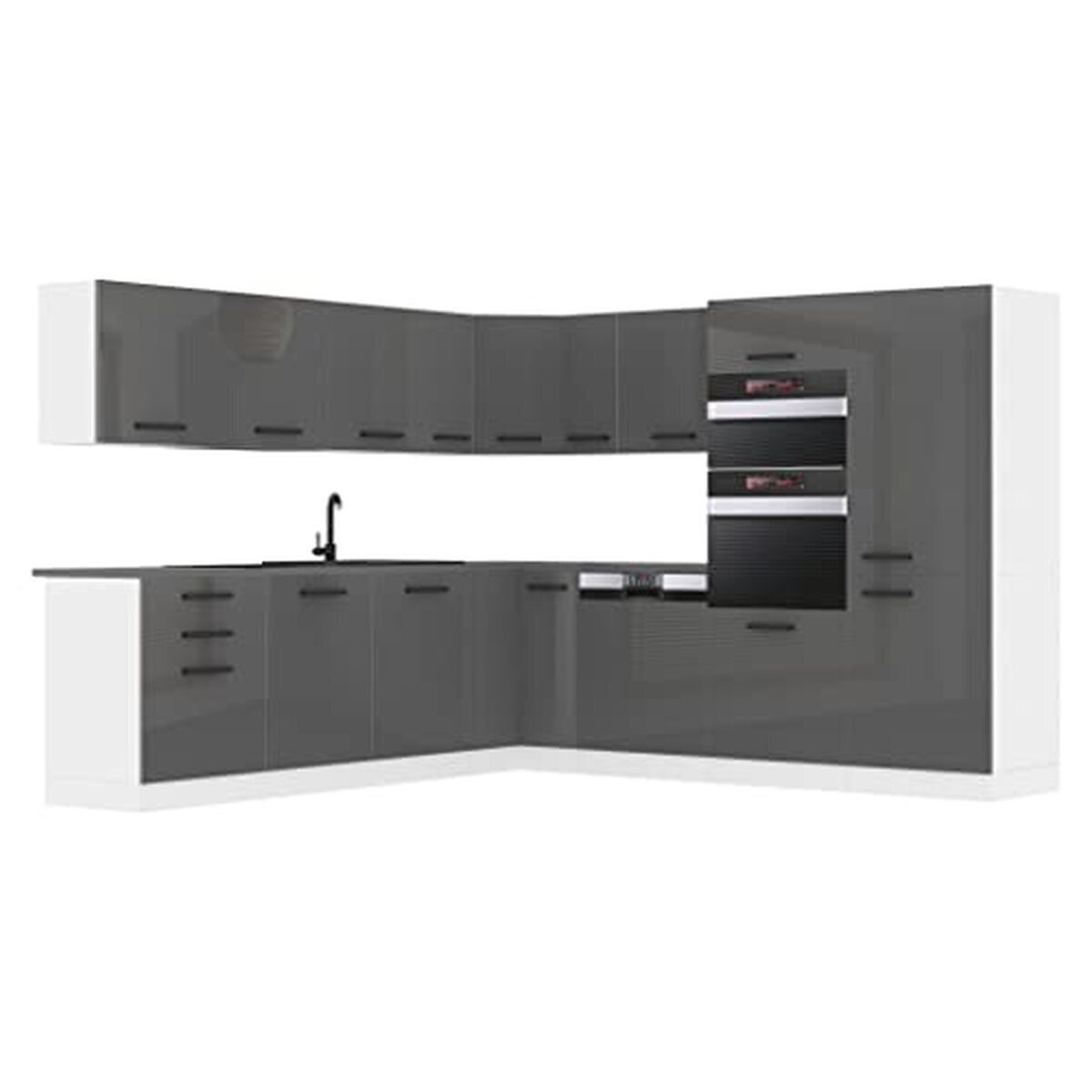 Test de la cuisine équipée L-forme Belini argent brillant