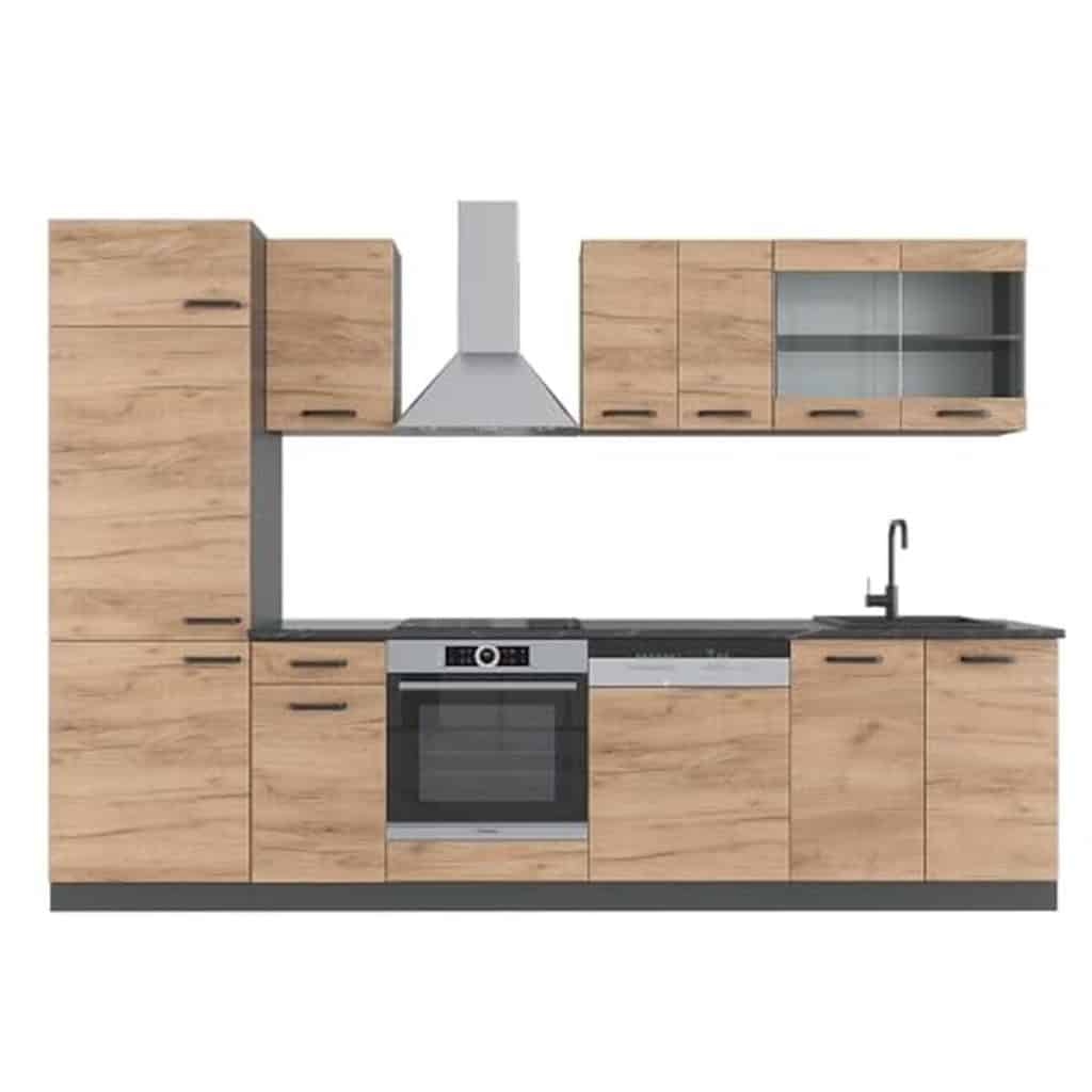Test de la cuisine Vicco R-Line, 300 cm en chêne doré/anthracite