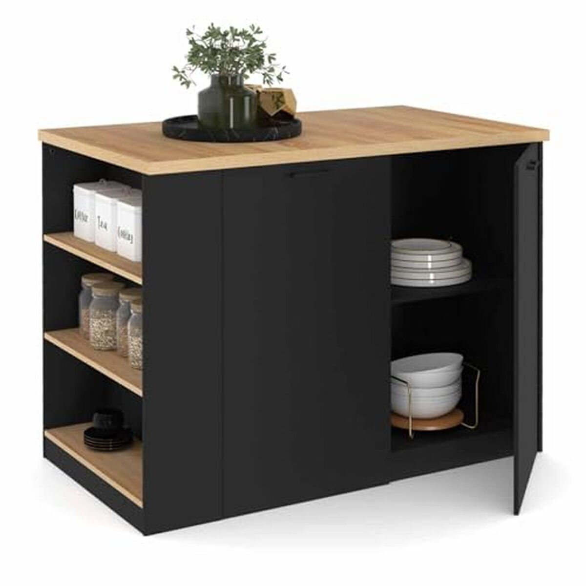 Test de l'îlot central TIBO IDMarket : bois noir, 120 cm