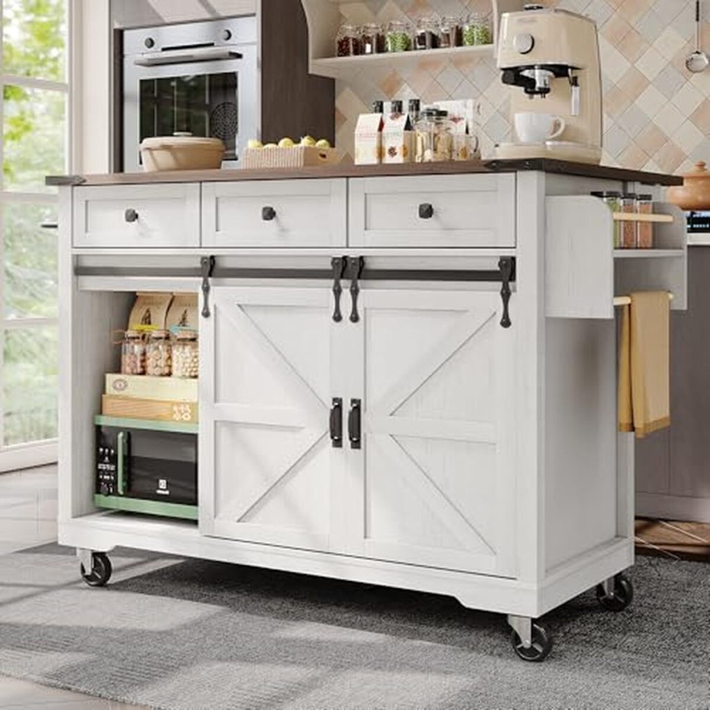 Test de l'îlot de cuisine blanc LINKHOO avec plan coulissant