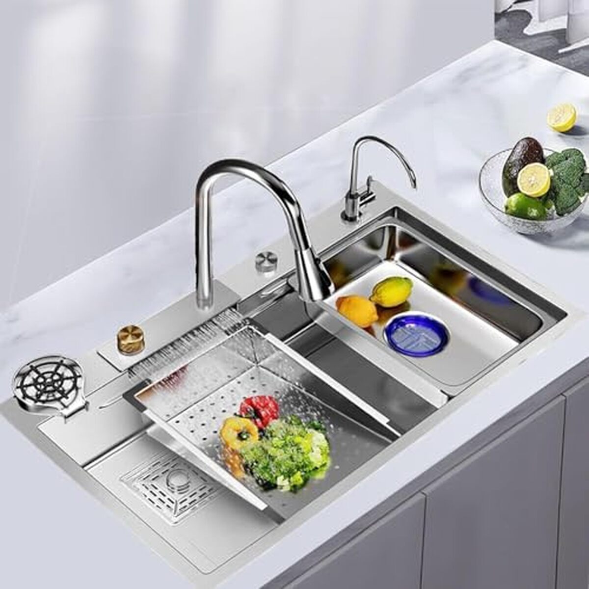 Test : évier multifonction cascade en inox avec robinet extractible