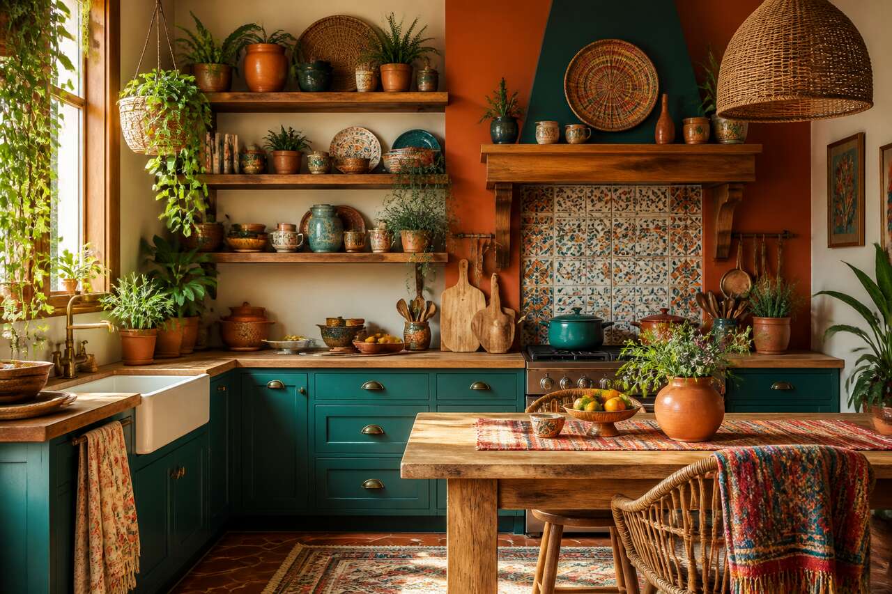 La palette de couleurs typiques pour une cuisine bohème
