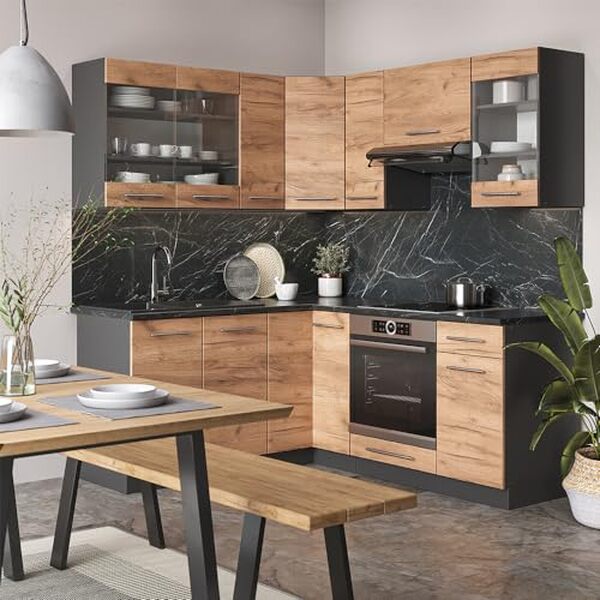 Découvrez notre test complet de la cuisine en angle Vicco Fame-Line 160 x 190 cm en chêne doré et anthracite : qualité, design et fonctionnalité. 