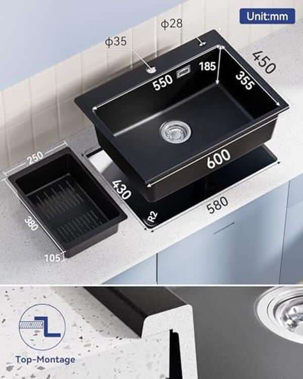 Découvrez notre test complet de l'évier Sofetiy en granit noir 60 x 45 cm : qualité, durabilité et design pour votre cuisine moderne.