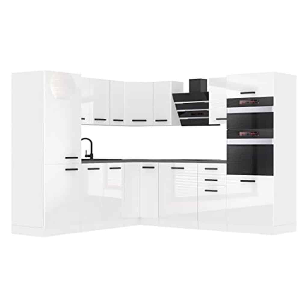 Test de la cuisine équipée Belini Stacy en L, blanc brillant