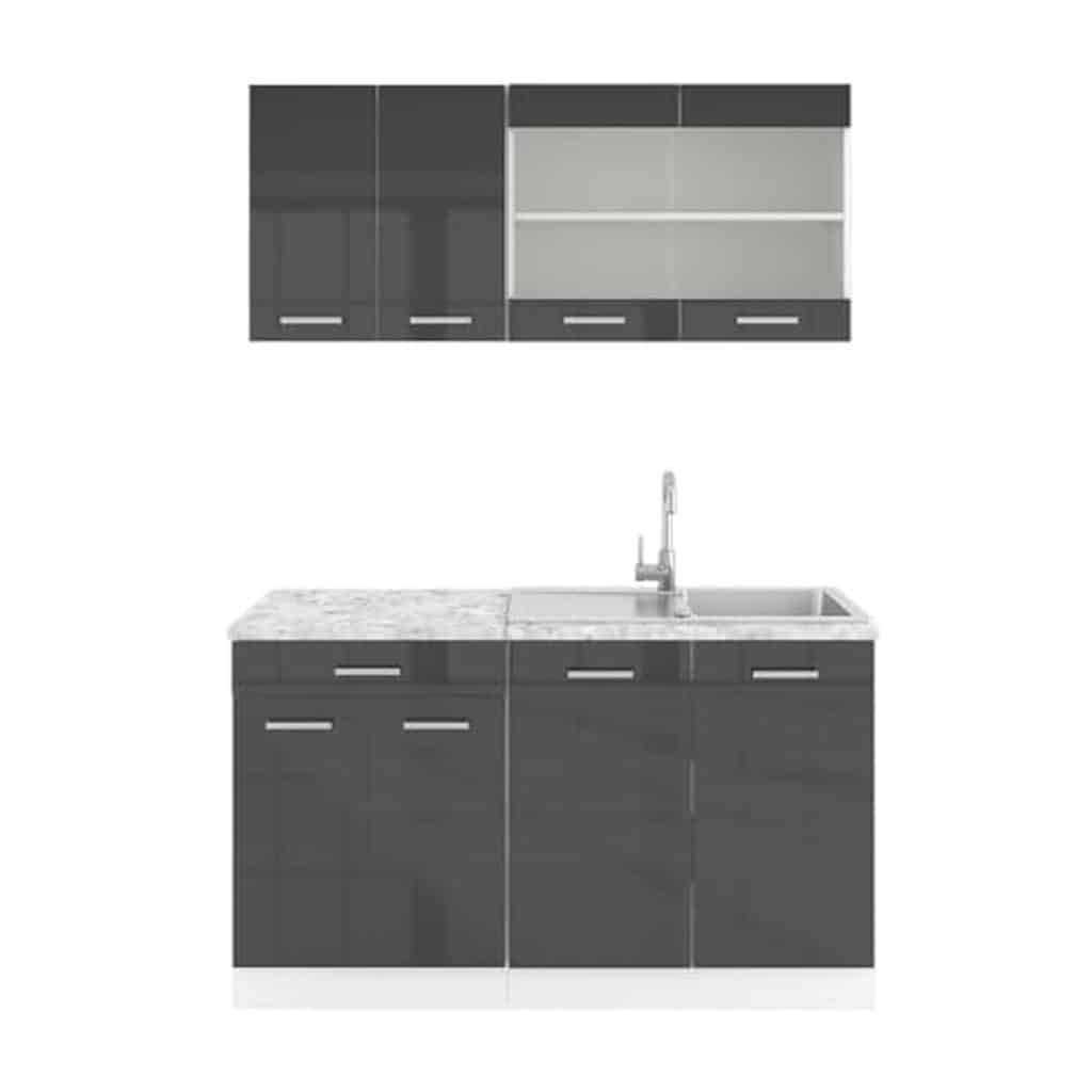 Test Vicco cuisine R-Line 140 cm anthracite brillant
